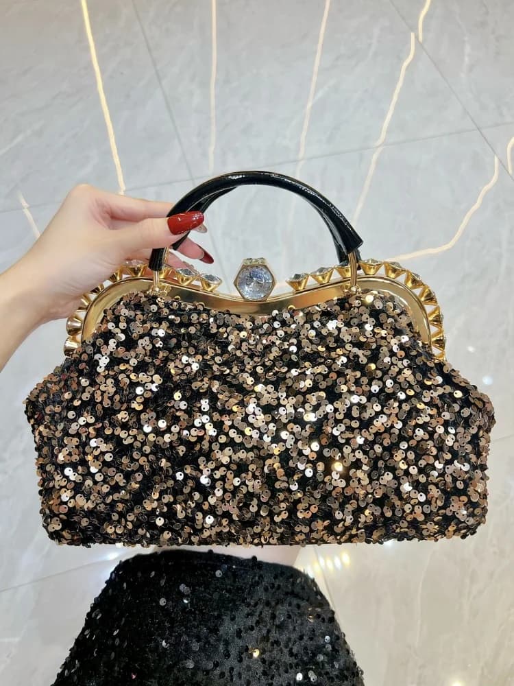 Luxury Sparkling Sequin Handbag Women's Celebrity Exquisite Bling Rhinestones Banquet Bag Party Purse Formal Evening Dress Bag