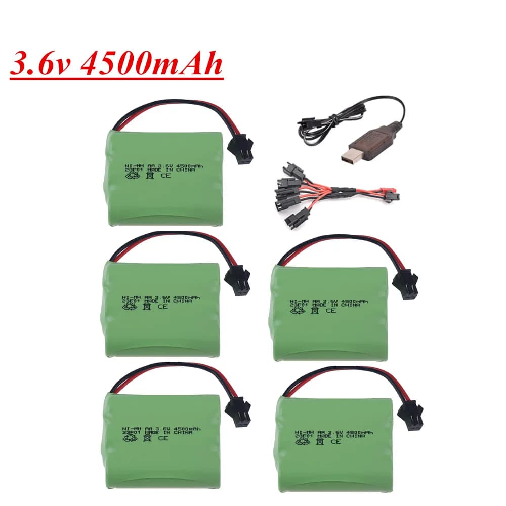 3.6V 4500mah 3000mAh ni-mh AA batteria ricaricabile con caricatore USB per giocattoli telecomandati auto elettrica RC barca camion pistola