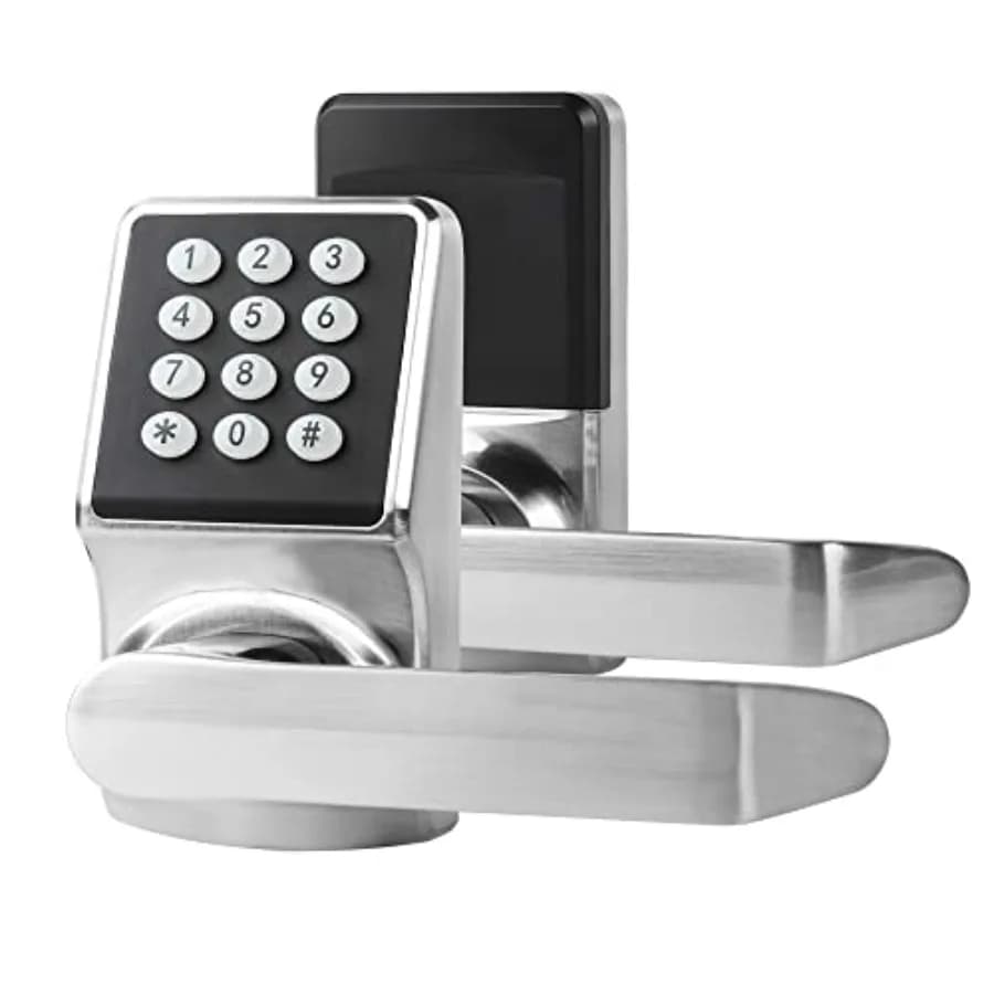 Serratura Elettronica con Maniglia, Serratura con Tastierino e Maniglia, Serrature Intelligenti per Porta d'Ingresso, Manopola Digitale con Accesso Senza Chiave