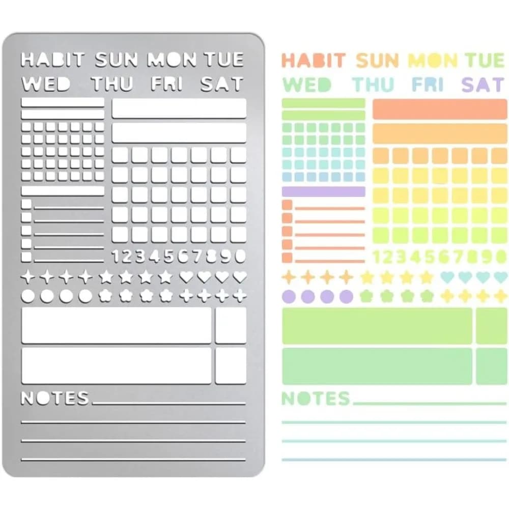 Journal Metal Stencils Wood Burning Week Calendar Stencils Stainless Steel Reusable Dot Planner Template Wood Carving Notebook