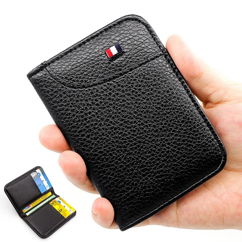 Super Slim Portable Wallet Leather Wallet PU Mini Credit Card Holder Card Holder Card Holder Men's Wallet Small and Thin Short Wallets