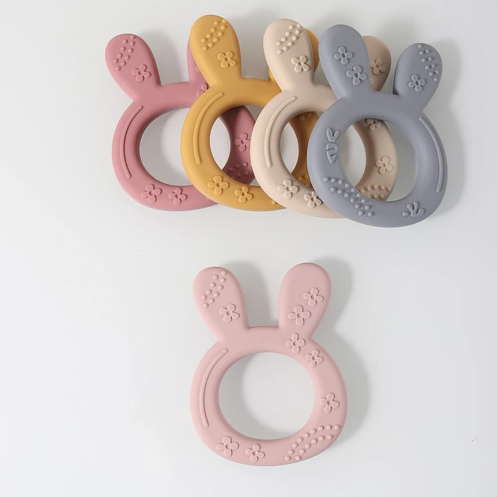 Massaggiagengive in silicone regalo per bambini a forma di coniglietto cartone animato carino giocattolo per la dentizione mastica perline coniglio sensoryd succhietto sensoriale per alleviare la gomma