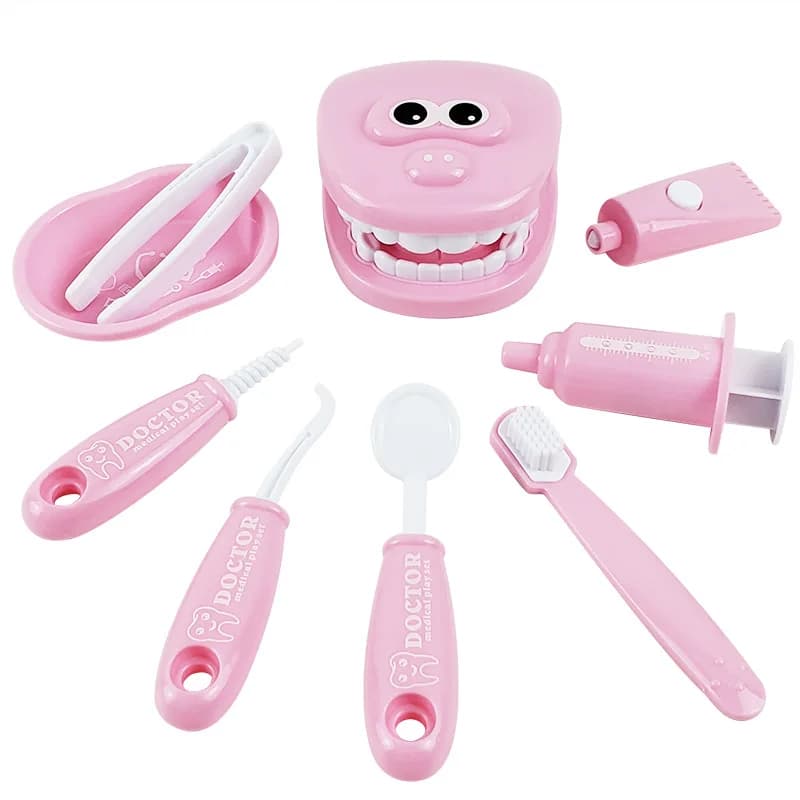 9PCS Bambini Giochi di imitazione Giocattolo Simulazione Dentista Controllare i denti Modello Set Kit medico Gioco di ruolo Apprendimento Giocattoli educativi per i bambini