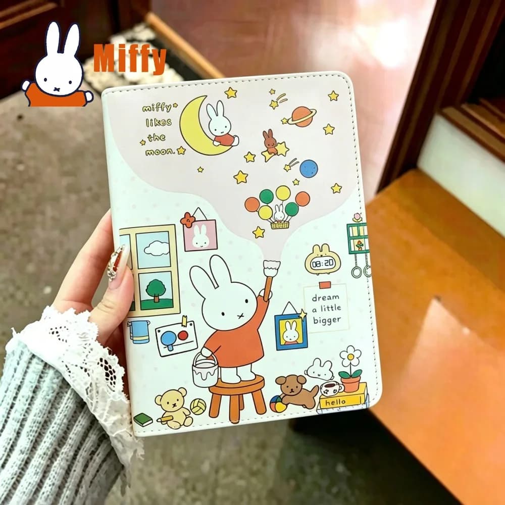 Kawaii Miffy Notebook Cute Rabbit Journal Thick Faux Leather Daily Planner School Supplies Kawaii Travel Diary Stationary Gift