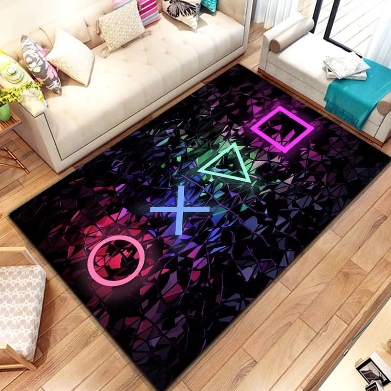 Console di gioco simboli carte tappeto da gioco Teen Kawaii soggiorno camera da letto tappeto Anime decorazione della stanza estetica dei bambini tappetino peloso