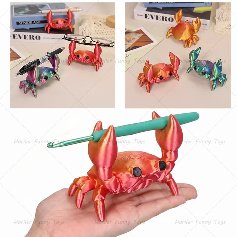 Cute Crab Shape Crochet Hooks Holder Mount Lazy Creative Pen Eyeglasses Stand Crochet Stuff Storage Artifacts Ornament