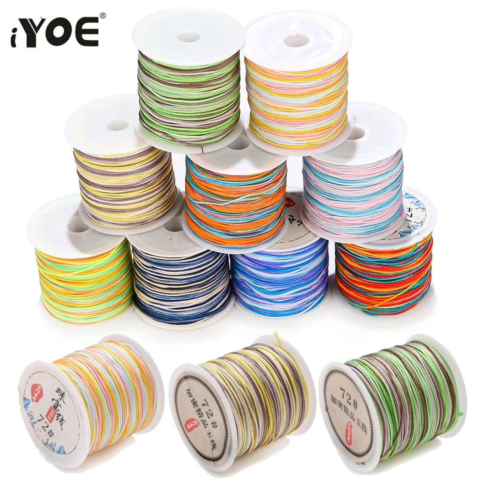 IYOE 45 m/rotole 0.8mm Color Macrame Filo Corda Nylon Cable For Jewelry Creation Bracelet Make You Sew Mixers Nappa Pendants and Pendants