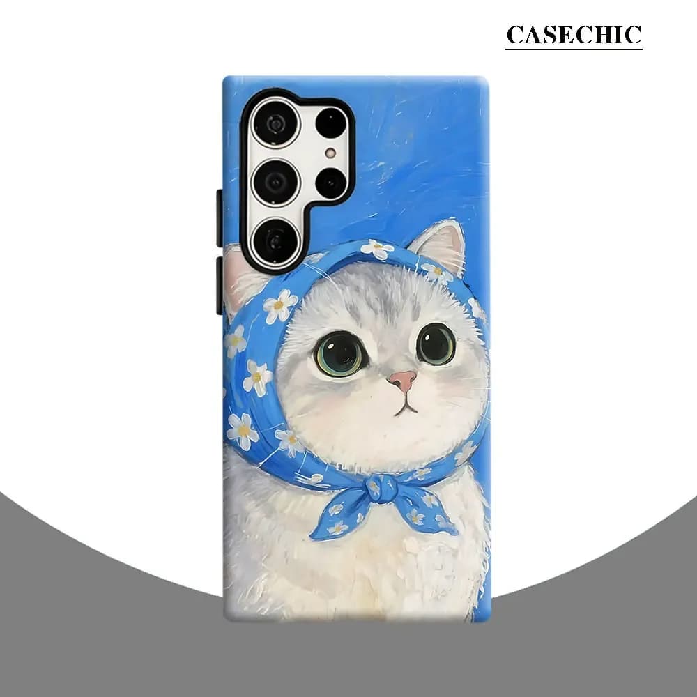 Cover per telefono Daisy Scarf Kitty per Samsung Galaxy S26 S25 Ultra S24 S23 Ultra Plus, antiurto, a doppio strato, resistente