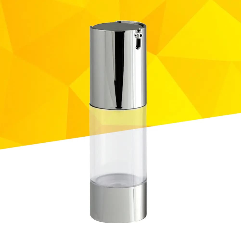 Flacone Airless Trasparente Argento da 30ml con Pompa per Fondotinta, Siero, Crema, Emulsione, Lozione - Dispenser da Viaggio Ricaricabile in Plastica