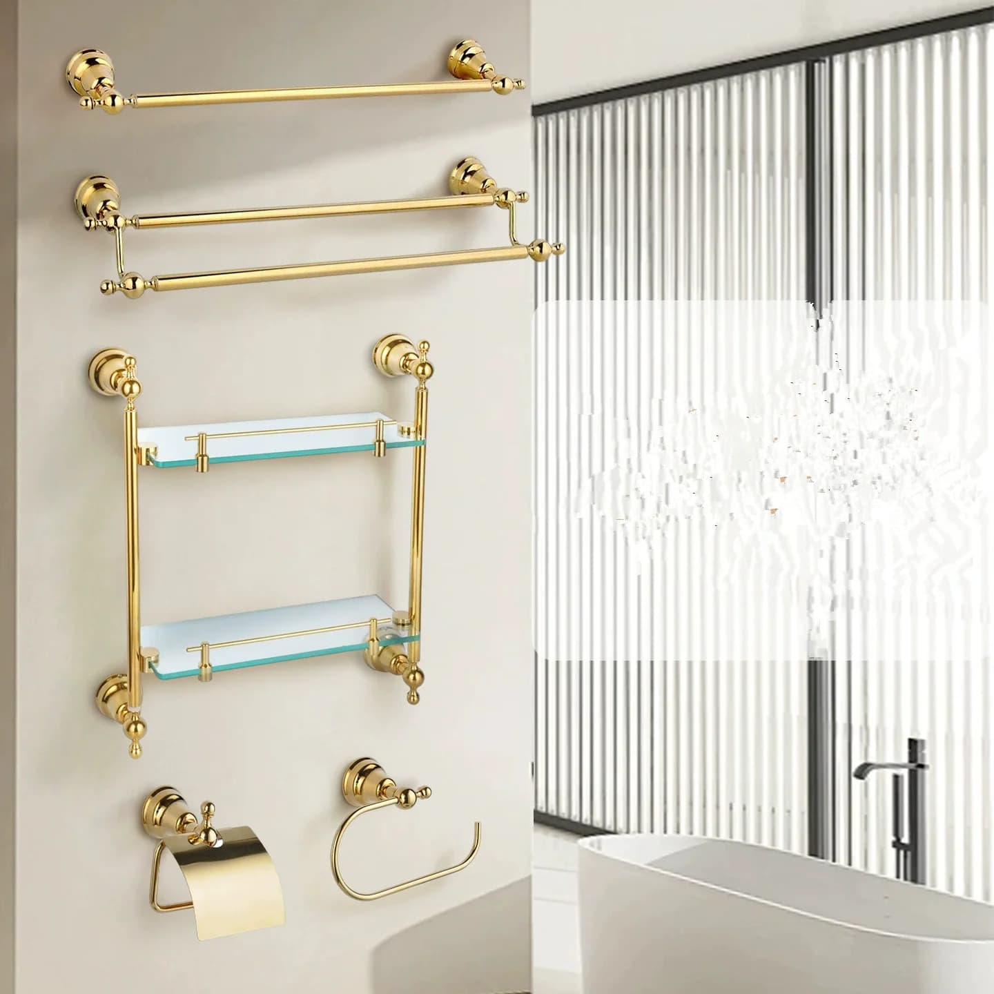 Brass Toilet Brush Holder Bathroom Shelf Gold Paper Holder Towel Bar Soap Holder Towel Rack Towel Hook Bathroom Hardware
