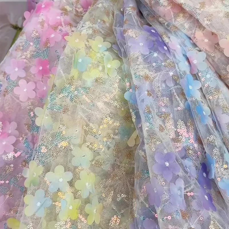 floral Tulle Fabric embroidery fabric cross border for lace dress wedding dress fabric Background decorative fabric Material