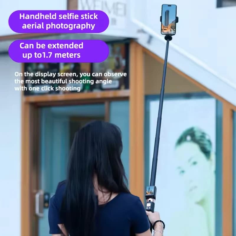 Support for tripods for selfie stick wireless with selfie monitor for casting on small screen Bluetooth remote control for selfie for smartphones