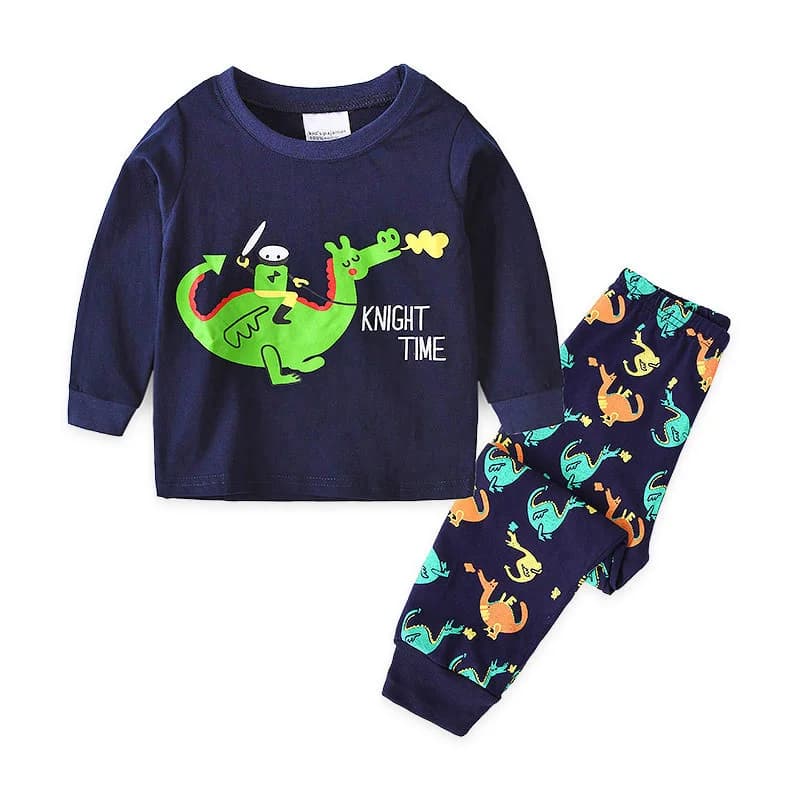 Kids Cute Cartoon Print Sets Children Home Comfortable Top+Pants 2Pc Outfits Boys Girls Long Sleeve Trousers Clothes Sets 2-7Y