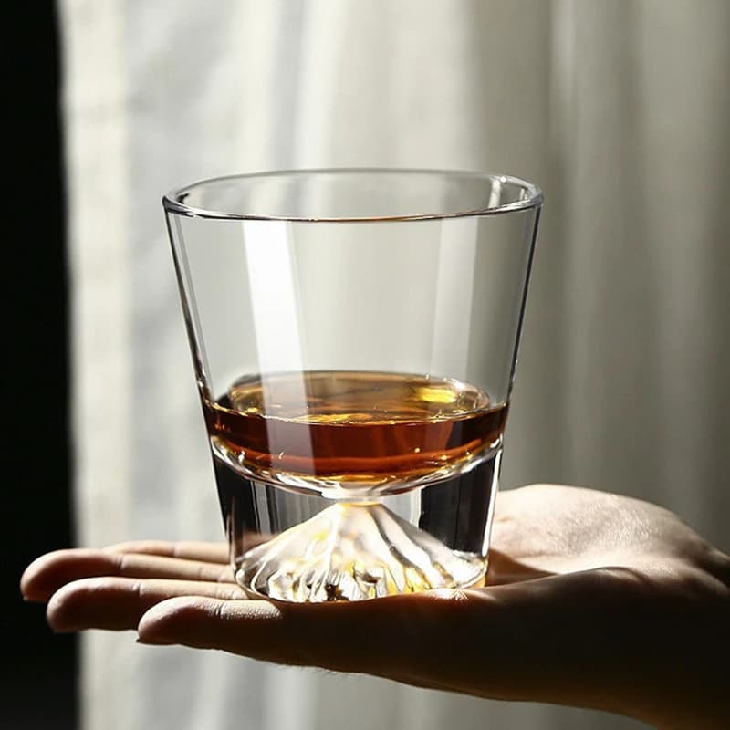 2 pezzi Set bicchieri da vino stile giapponese Fuji Mountain View Cup Creative whisky Cocktail Tea Water Glass tazze per la casa trasparenti