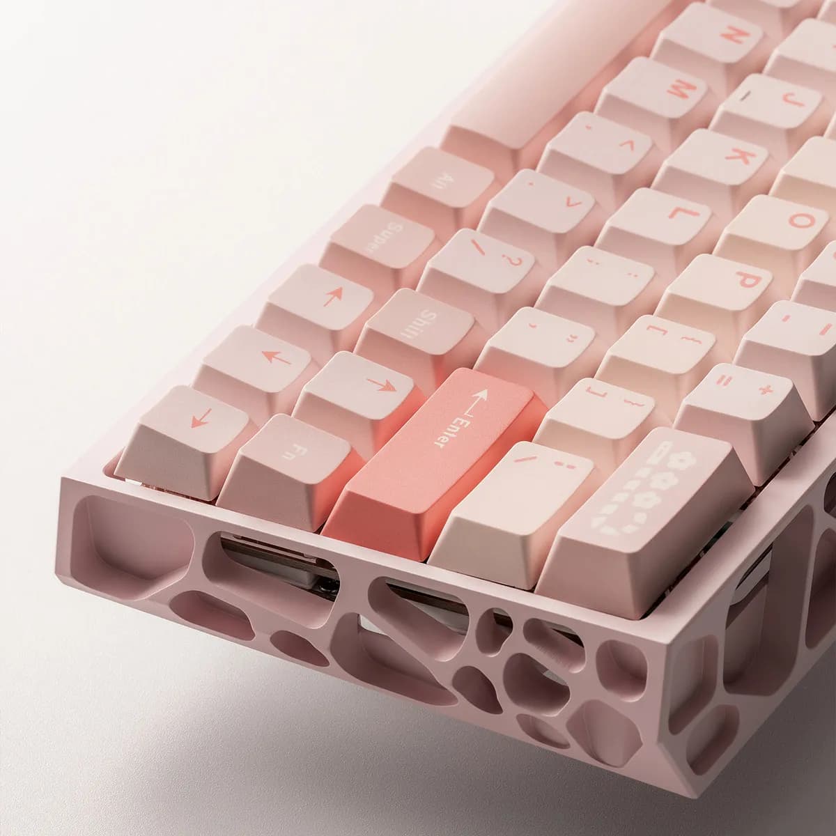 Set completo di tasti per tastiera meccanica rosa chiaro, minimalisti in PBT, con sublimazione a caldo, altezza originale di fabbrica, adattabili a 61/75/87 tasti.