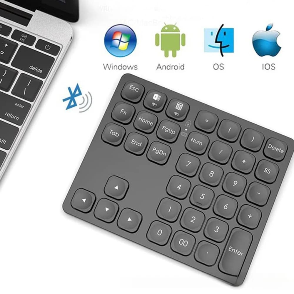 Bluetooth Wireless Numeric Keyboard Dual Channel Mute Button Rechargeable 36Keys Portable Computer USB Keypad For Laptop Tablet