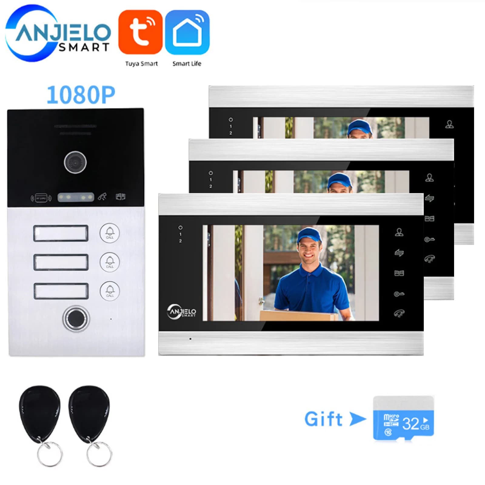 Scheda IC per impronte digitali videocitofono 1080P ad alta definizione Tuya Smart APP Campanello di sblocco intelligente remoto