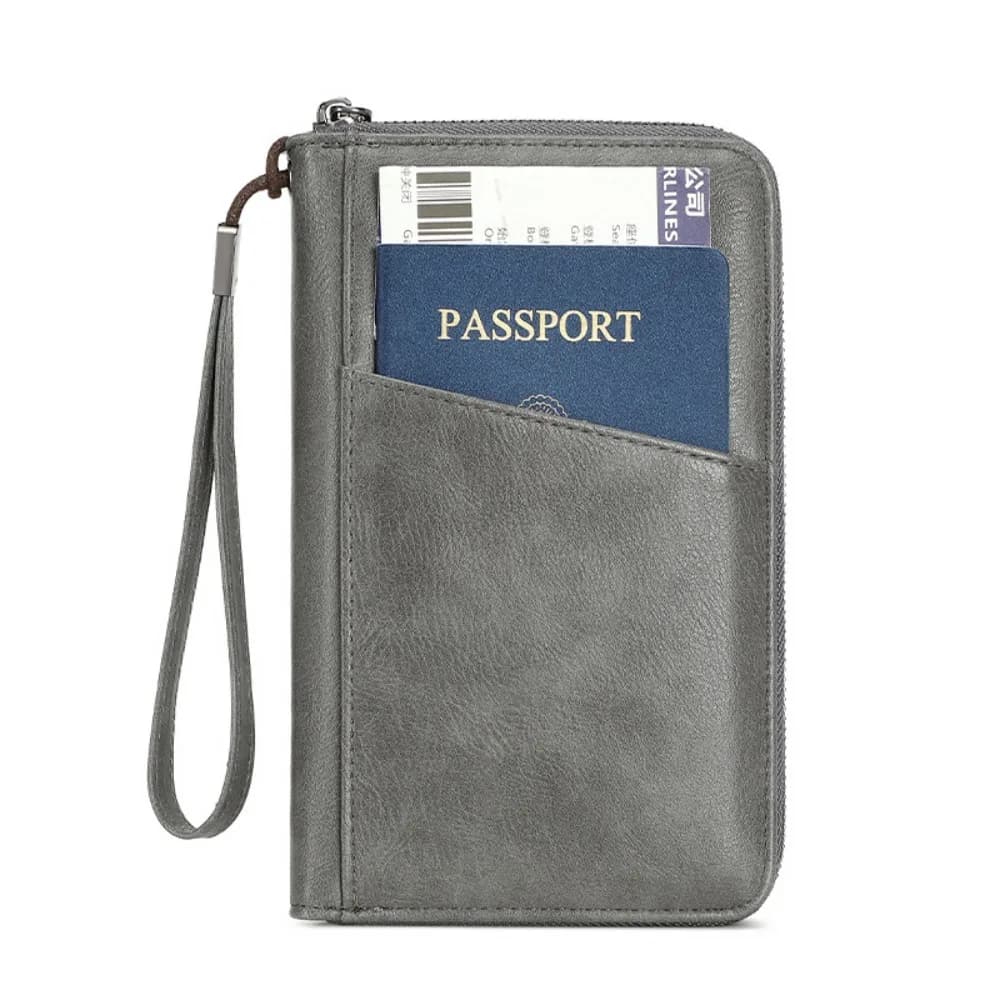 PU Leather Passport Clip Wallet Anti-Theft Large Capacity RFID Passport Holder RFID Blocking Wear-Resistant Travel Document Bag
