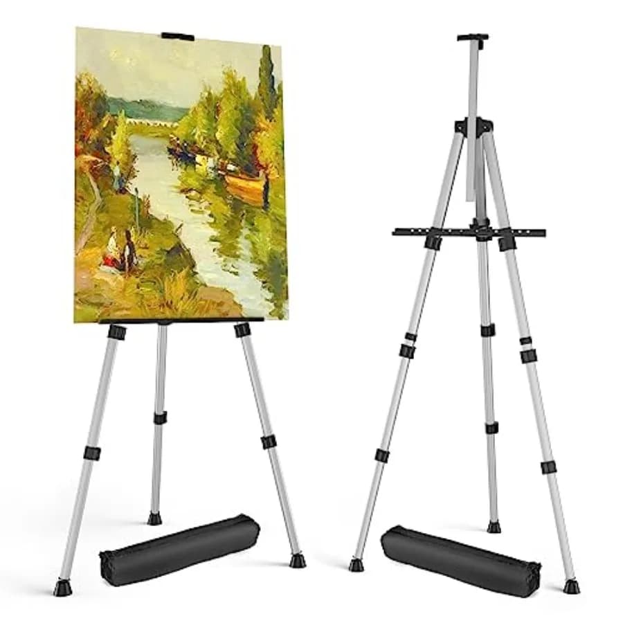 Cavalletti per Esposizione di Opere d'Arte - Cavalletti Portatili Regolabili in Alluminio con Borse, Altezza da 17 a 66 Pollici