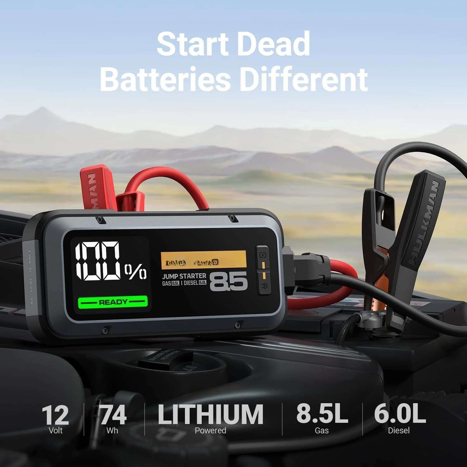 Alpha85, grigio siderale, avviamento intelligente 2000A 74Wh, amplificatore batteria per auto portatile 12V con display da 3,3", alimentatore USB-C, vendita calda