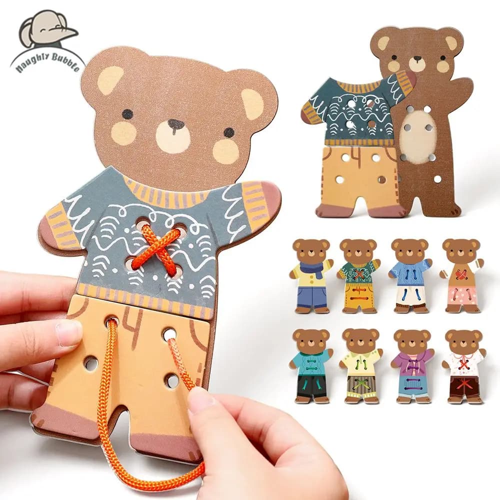 Giocattoli per infilare in legno Giocattoli educativi per la prima infanzia per bambini Giocattolo per lo sviluppo delle abilità motorie fini con dita del bambino Giocattolo Montessori Regalo per bambini