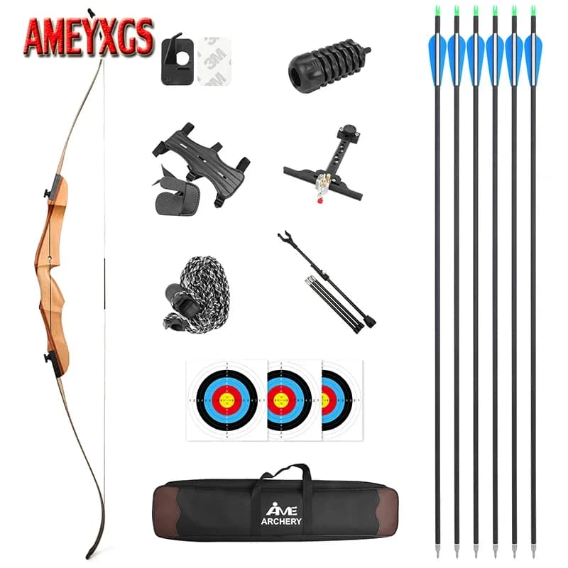 Arco ricurvo Spine 500 Freccia in carbonio misto 66 "68" 70 "Tiro con l'arco 14-40Lbs Takedown Arco diviso per tiro al bersaglio da caccia RH
