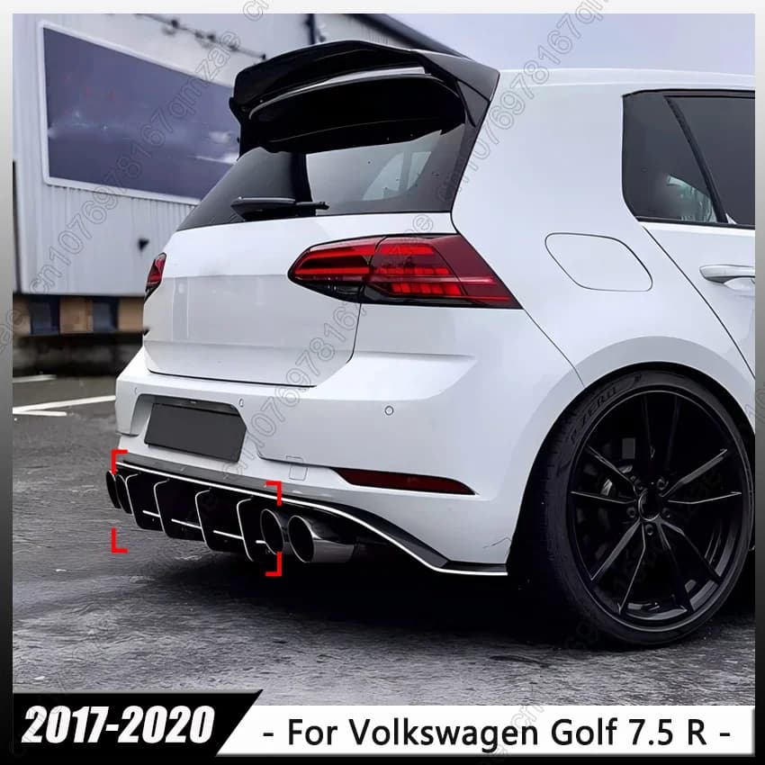 For VW Volkswagen Golf 7.5 R 2017-2020 Maxton Style Rear Bumper Lip Diffuser Splitters Spoiler Blade Lower Chin Body Kit