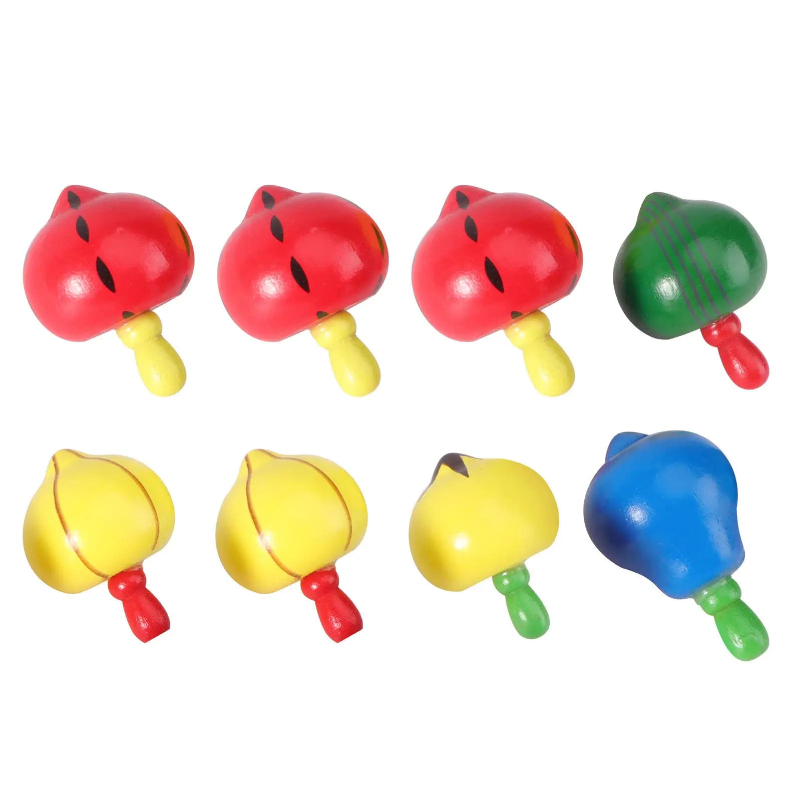 Set di 8 Trottola in Legno a Tema Frutta per lo Sviluppo dei Bambini, Resistenti alle Cadute e all'Usura, Giocattoli Educativi Creativi per Bambini