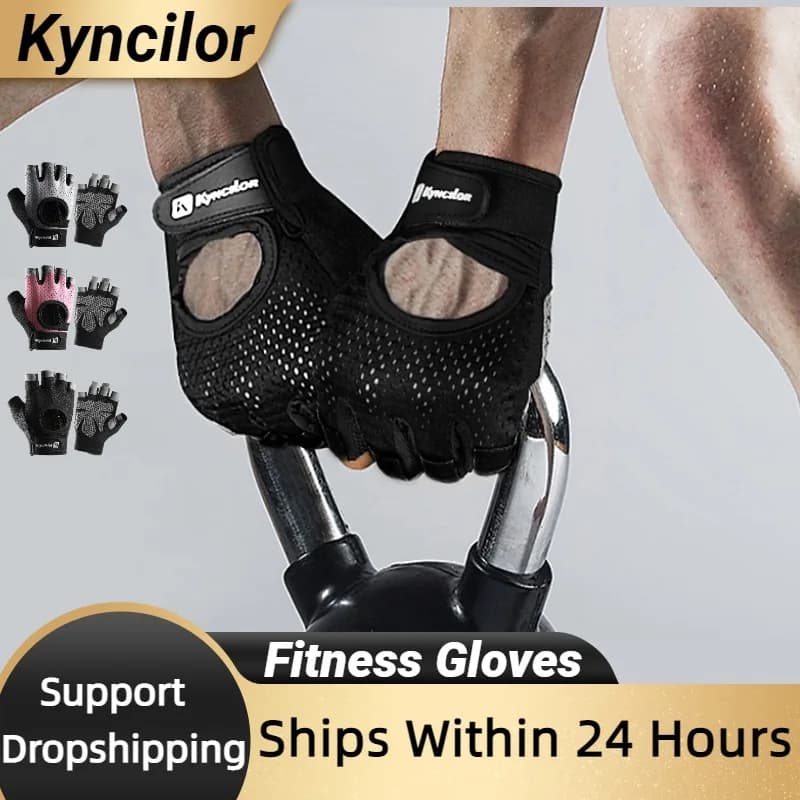 Silicone Non-Slip Half Finger Gloves Breathable for Men Women Cycling Weightlifting Gym Training