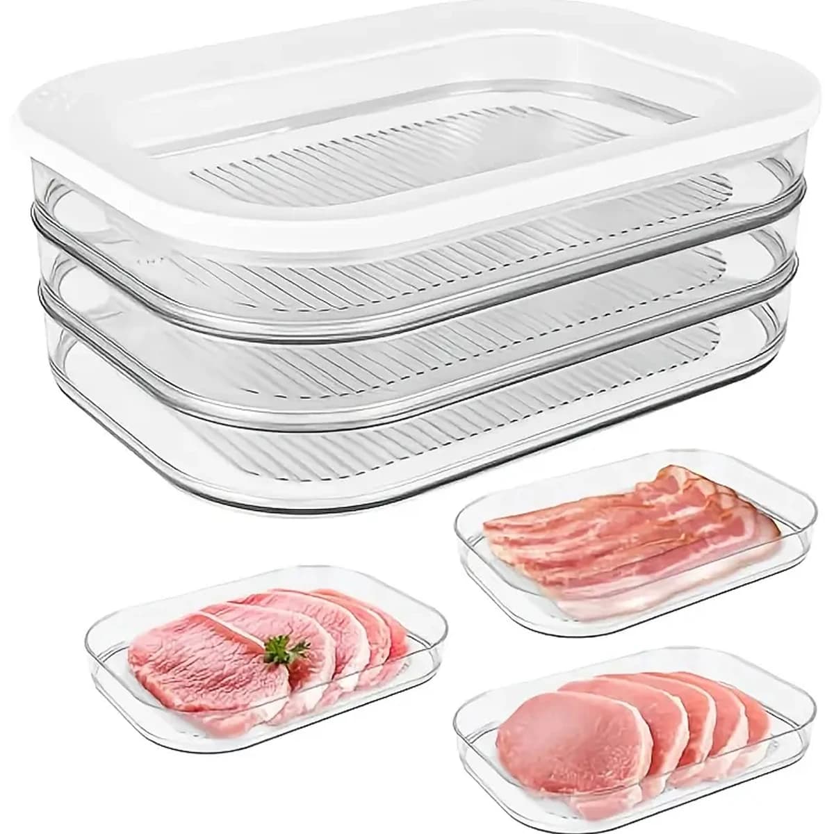 Deli Meat Container for Fridge, Stackable Food Storage Boxes with Lid for Cold Cuts, Salami, Deli, Lunch Meat, BPA Free