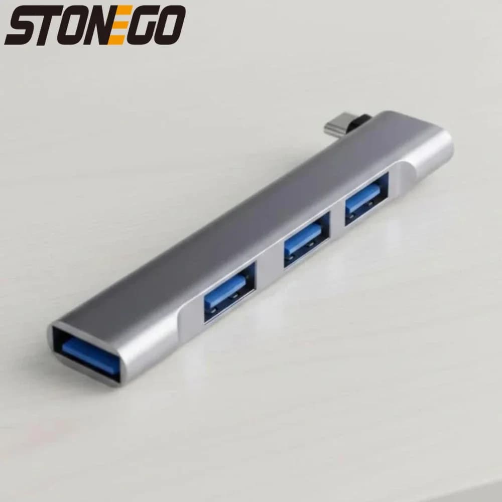 Hub USB 3.0 a 4 Porte con Ricarica Rapida 60W, Adattatore Type-C per Laptop e PC, Compatto e Plug and Play