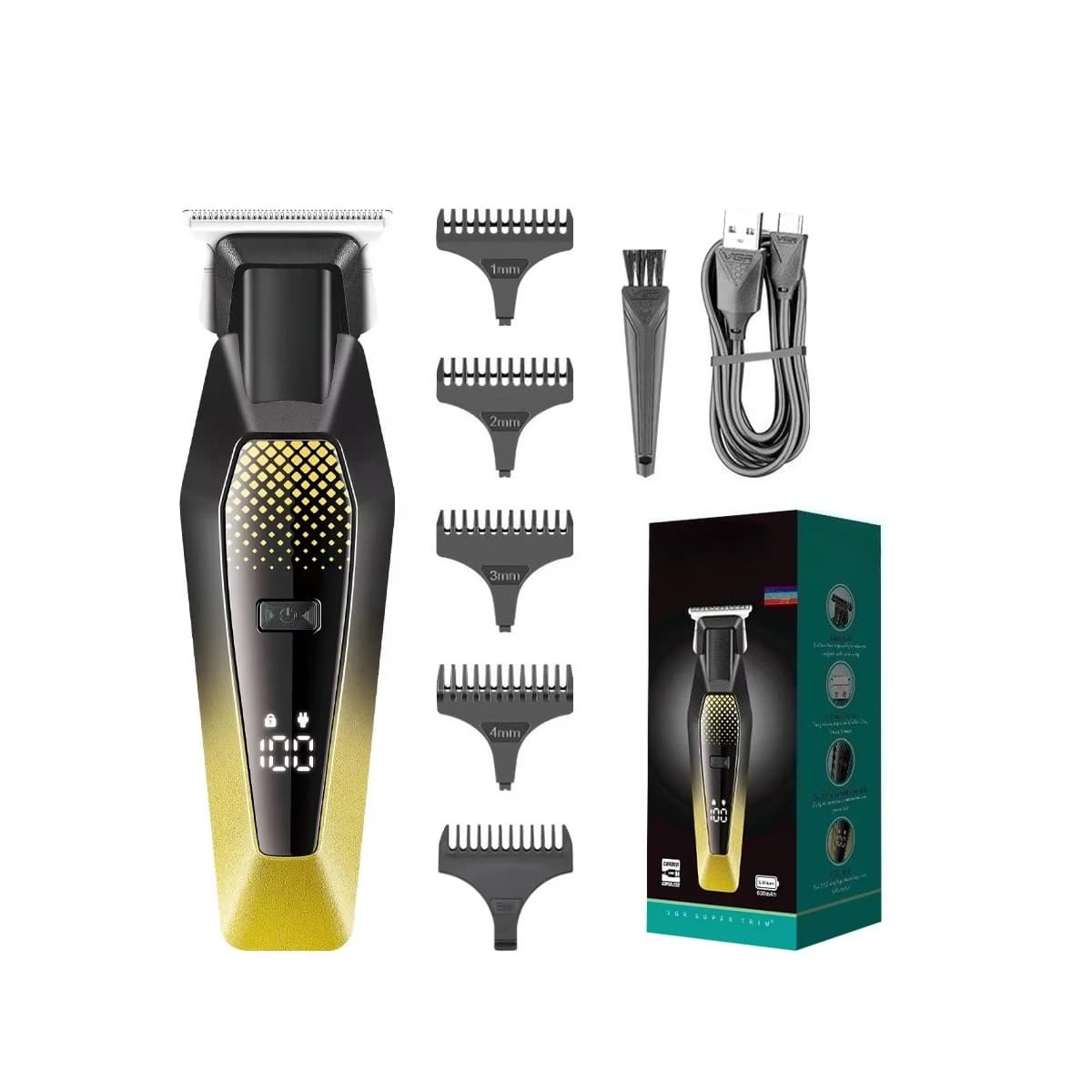 LED T-Blade Beard Trimmer Shaver Razor Professional Hair Trimmer Cordless Hair Clippers for Men Hair Cutting Machine