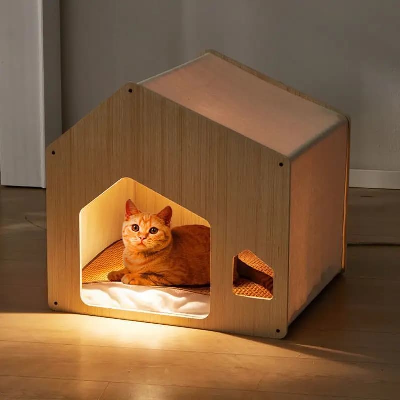 Lettiera per gatti, universale per tutte le stagioni, tenda estiva per animali domestici, casetta per gatti, casa con tappetino, semichiusa