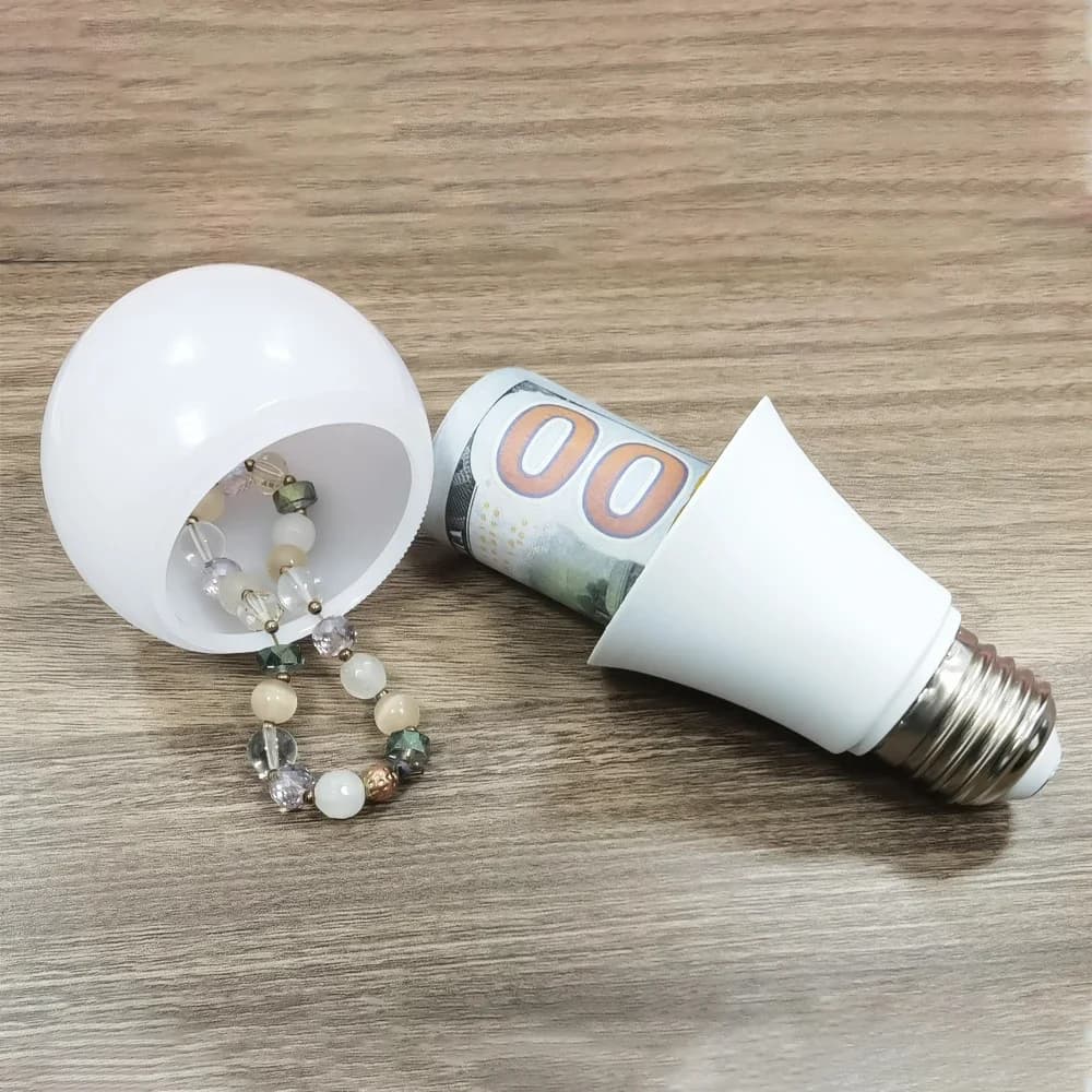 Hidden Storage Light Bulb Diversion Safe Secret Stash Can with Concealed Compartment for Discreet Home Storage