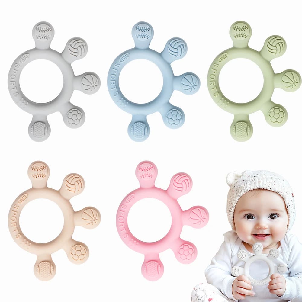 Silicone Baby Toy Teether Molar Stick Finger Ring Pacifier Accessories Cartoon Ball Shape Ring Bracelet Newborn Teething Gifts