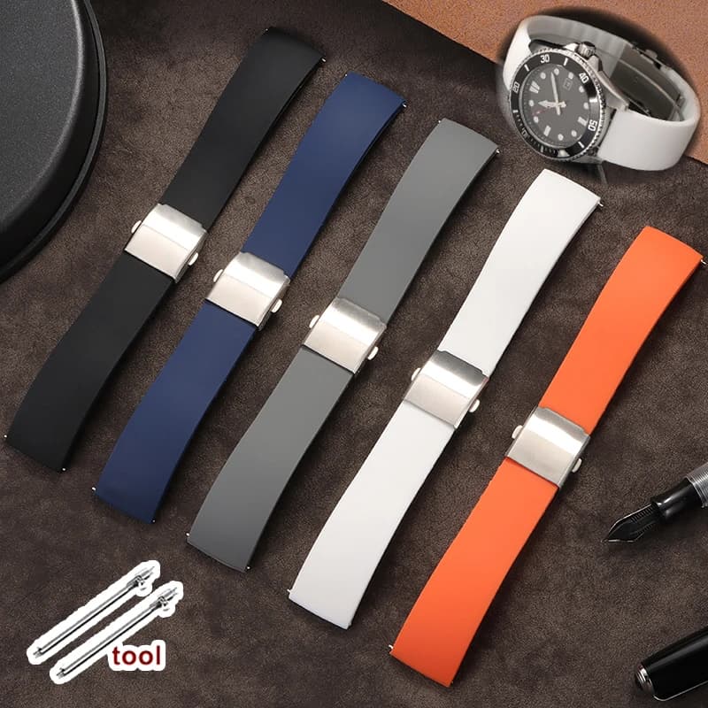 Cinturino per Orologio in Silicone 18mm 20mm 22mm 24mm a Sgancio Rapido, Bracciale di Ricambio in Gomma Impermeabile con Chiusura Deployante