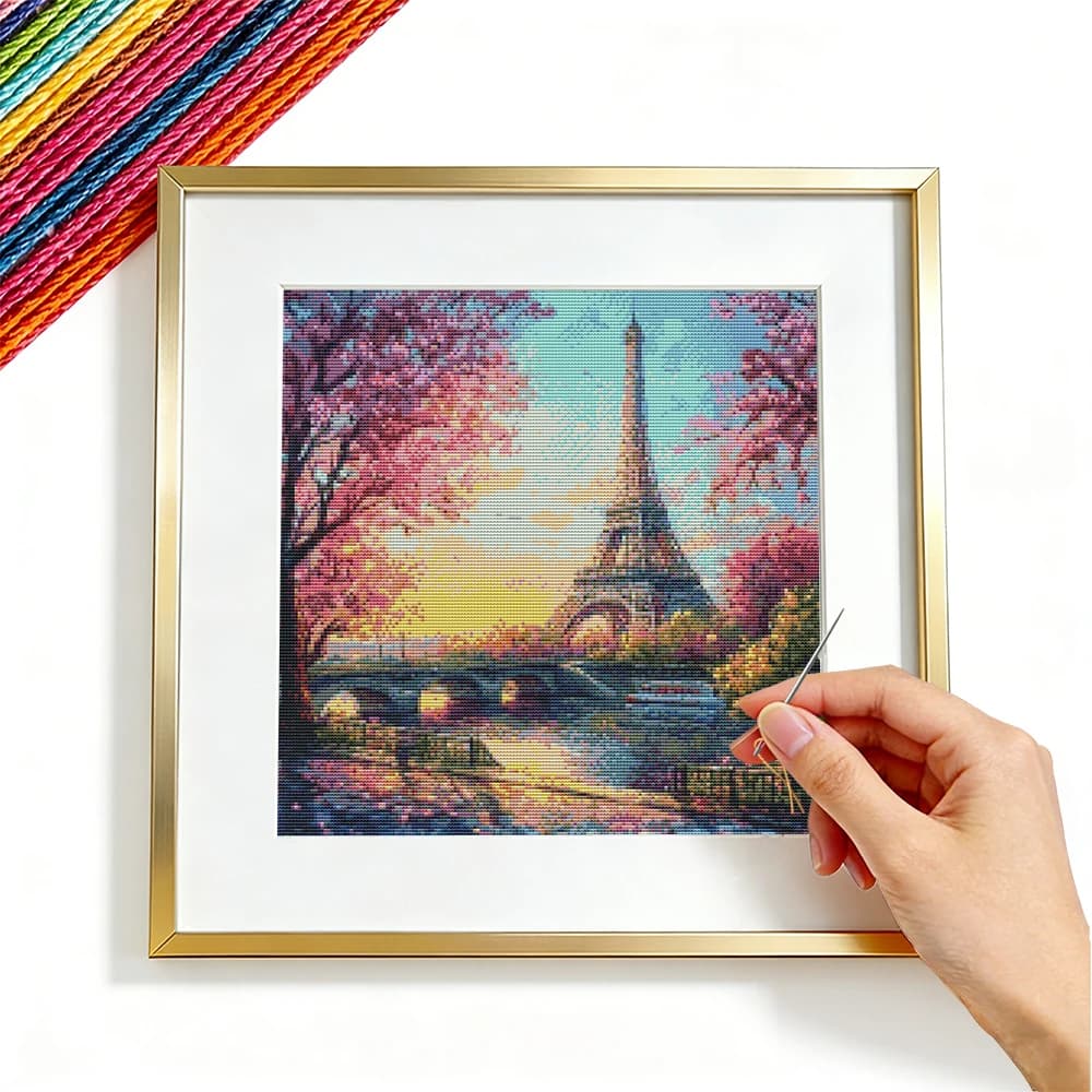 Set per Ricamo a Punto Croce con Paesaggio Urbano, Guida per Principianti 11CT, Decorazione da Parete