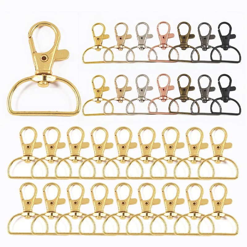 100/200 Pezzi Fibbie per Cinghie 20/25mm, Moschettoni in Metallo, Ganci a Scatto per Fai-da-Te, Cinghie, Portachiavi, Laccetti