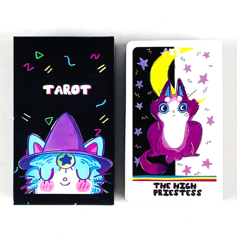Simpatiche carte dei tarocchi Un gioco da tavolo per divinazione delle visioni inglesi degli oracoli da 78 pezzi, gioco per riunioni di famiglia, regali di Halloween e Natale