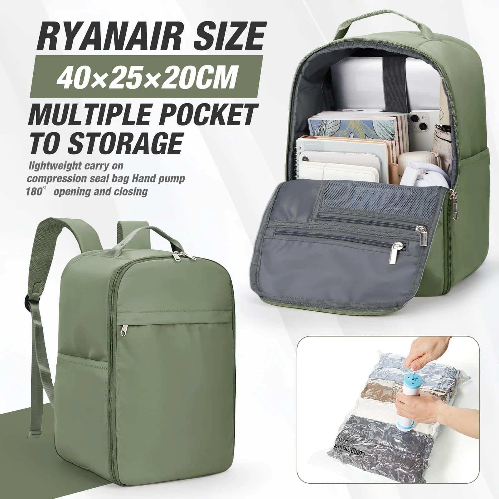 Zaino da viaggio per cabina aeronautica 40x20x25 Zaino sottovuoto Bagaglio a mano, Zaino per laptop Zaino Studenten, Zaini casual