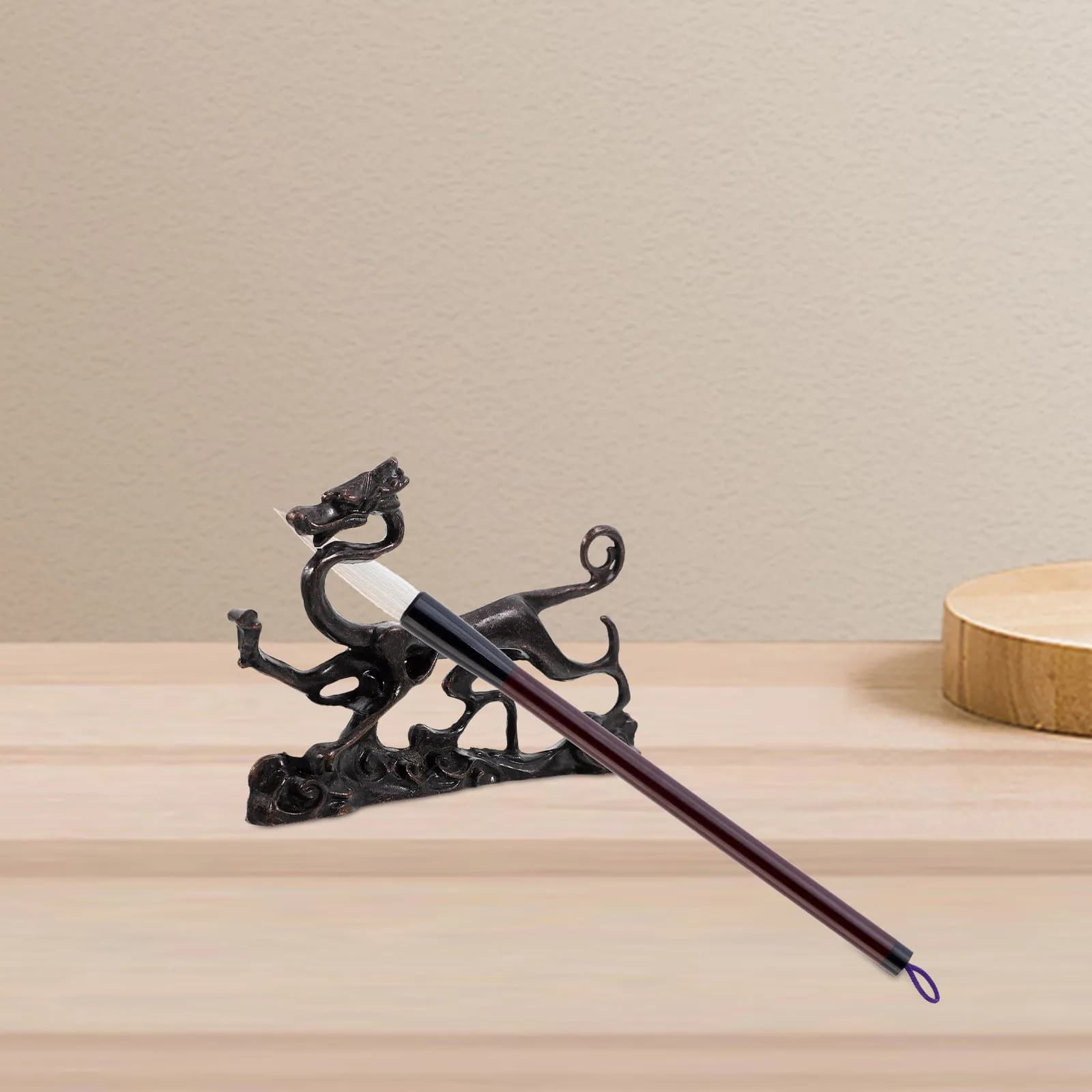 Supporto per Pennelli a Forma di Drago in Rame, Porta Pennelli per Calligrafia, Porta Penne, Chiavi e Piccoli Oggetti, Organizzatore da Scrivania per Studio di Scrittura e Pittura