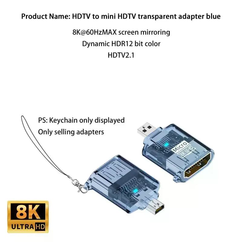 Adattatore Mini HDTV a Micro HDTV 8K@60Hz, Cavo di Prolunga Audio Video Maschio-Femmina, Convertitore HDR 48Gbps per TV e Proiettore
