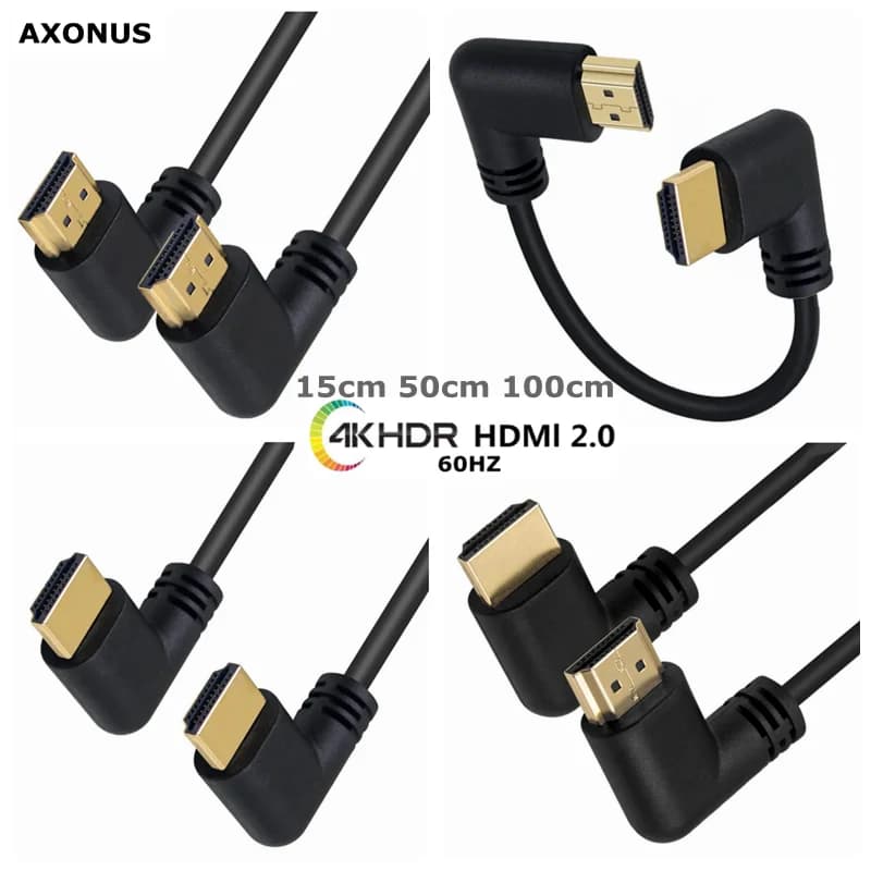 100cm 4K * 2K 60HZ HDMI-compatible 2.0 Version 90 Degree Angle Male Computer Monitor Splitter Digital Cable HD Left Right Cable