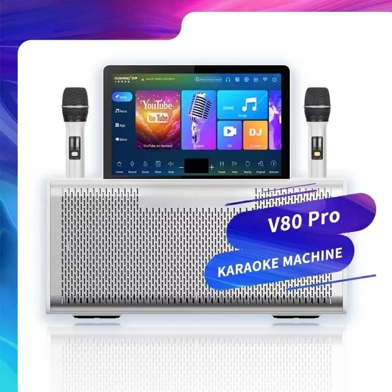 Sistema karaoke Android professionale all-in-one con touch screen e macchina per karaoke con microfono wireless