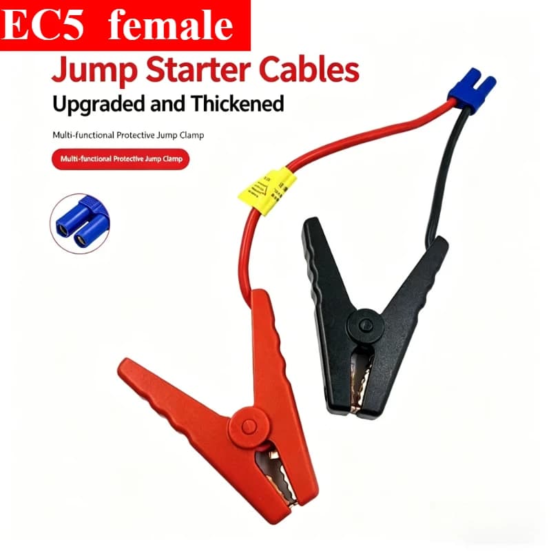 Cavo di collegamento batteria per avviamento di emergenza con clip, cavo rinforzato EC5, morsetto 10AWG, connettore per cavo di avviamento auto