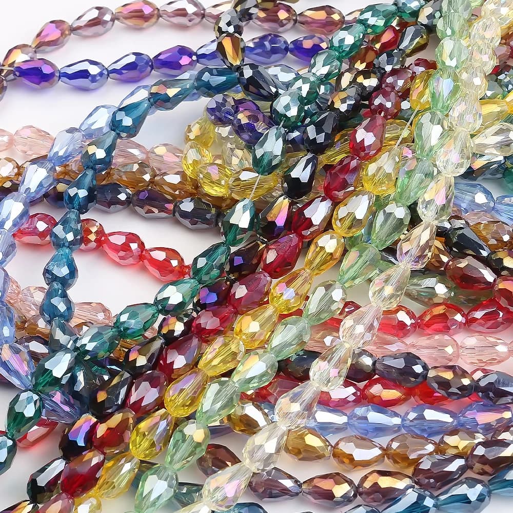 Crystal Tear Drop Shape Beads 6x8/8x12/10x15mm Glass Pear Shape Loose Spacer Round Beads for DIY Jewelry Making Earrings