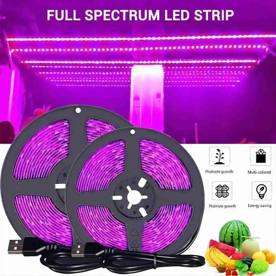1M/2M/3M/5M/10M LED Spettro Completo LED Luce di Crescita Delle Piante 60 Perline Della Lampada/M Striscia LED Fitolampy Serra Pianta Seme luce di crescita