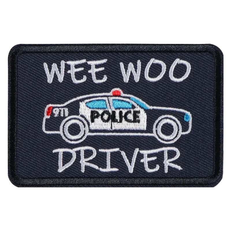 1 Pezzo Patch Ricamato per Auto Wee Woo Driver, Applicazione Termoadesiva/Cucibile, Distintivo Fai-da-te per Abbigliamento, Giacche, Jeans, Zaini e Accessori