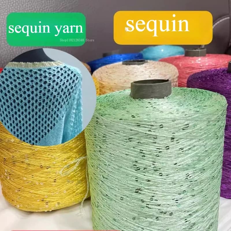 500g Fetta di perline Filato di cotone con paillettes/Accessori per vestiti e scarpe fai da te Filato di pizzo di perle Cablaggio di filo di gancio a mano intrecciato a mano