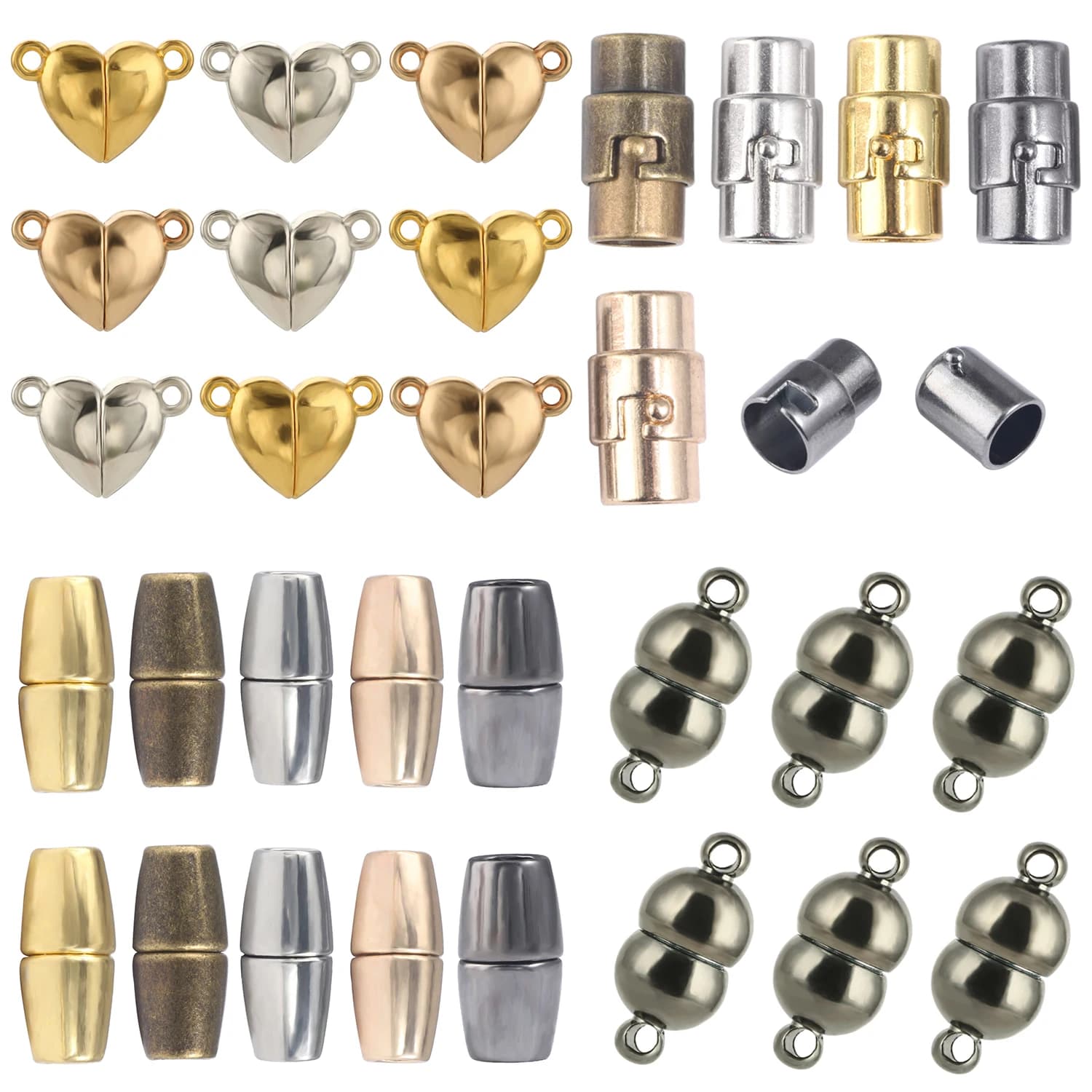5Pair Alloy Metal Strong Magnetic Heart Shape Connected Clasps DIY Jewelry Bracelet for Couple Necklace End Clasp Connector